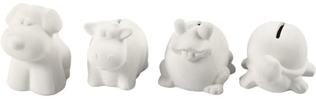 Creativ Company Terracotta Spaarpotten Dieren - 4 Stuks