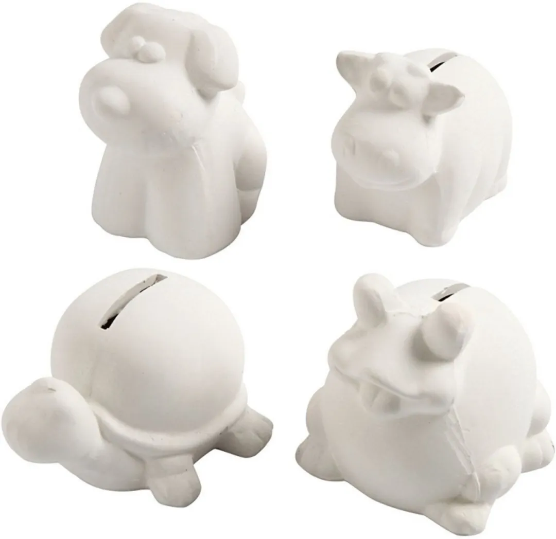 Creativ Company Terracotta Spaarpotten Dieren - 4 Stuks