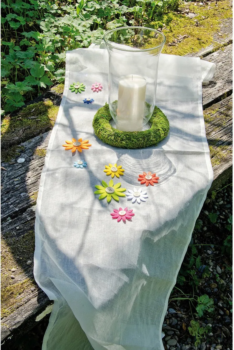 Glorex Hobby Knopen Vilt Sixties Bloemen - 24 Stuks