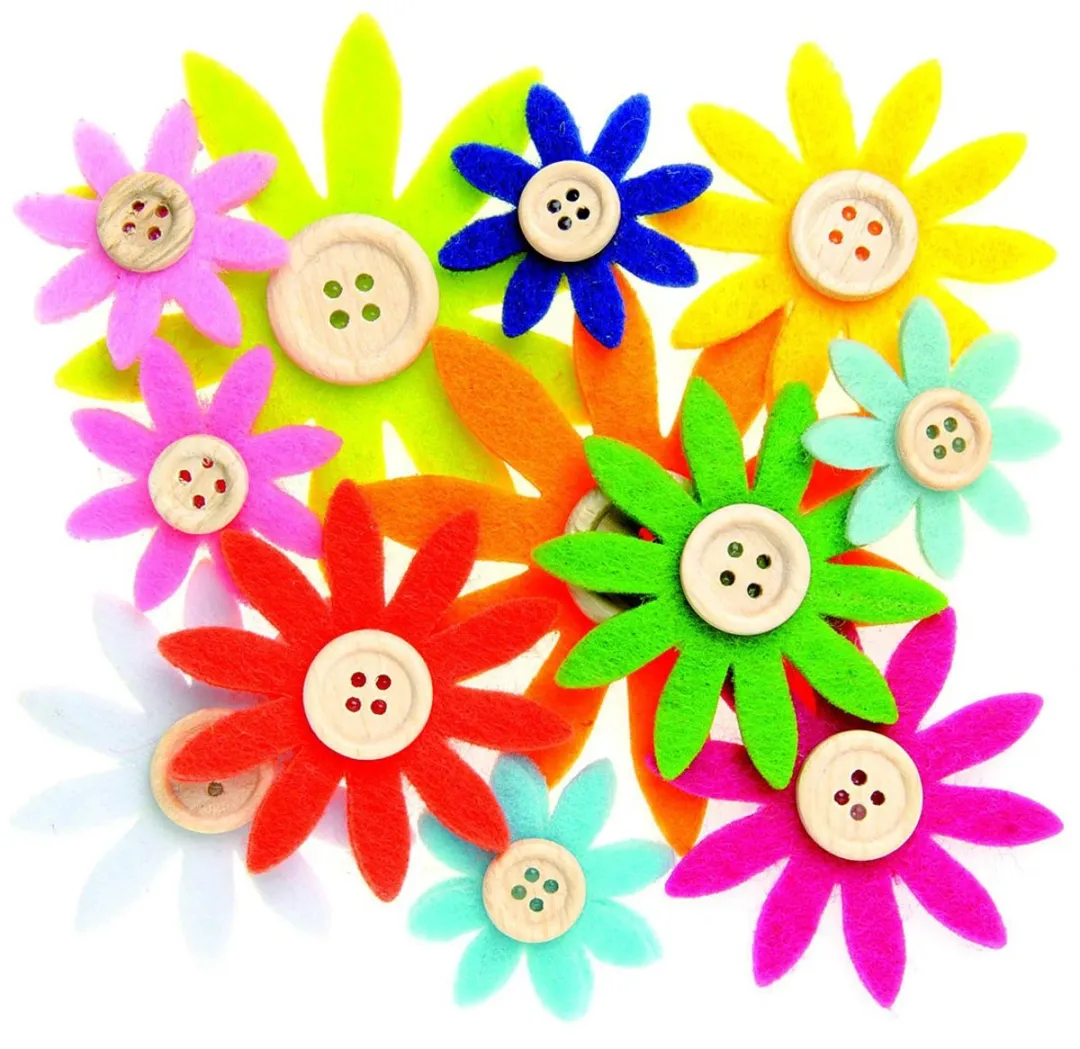 Glorex Hobby Knopen Vilt Sixties Bloemen