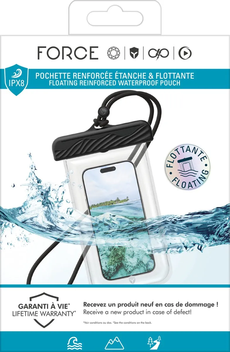 Bigben Force Case FCPOUCHWATFLOAT Waterdichte Telefoonhoes - Transparant