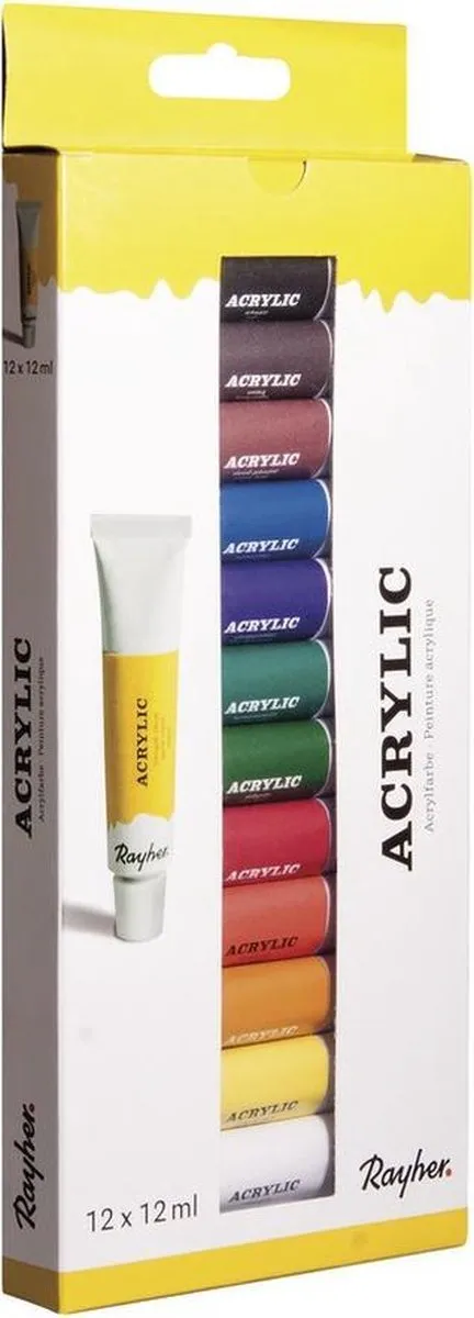 Rayher Acrylverf Set 12 Kleuren 12ml - Multi