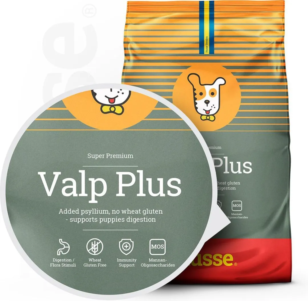 Husse Valp Plus - Puppyvoer Droogvoer, Puppy Voer, Hondenvoer Droog, Hondenbrokken Junior - 2 kg