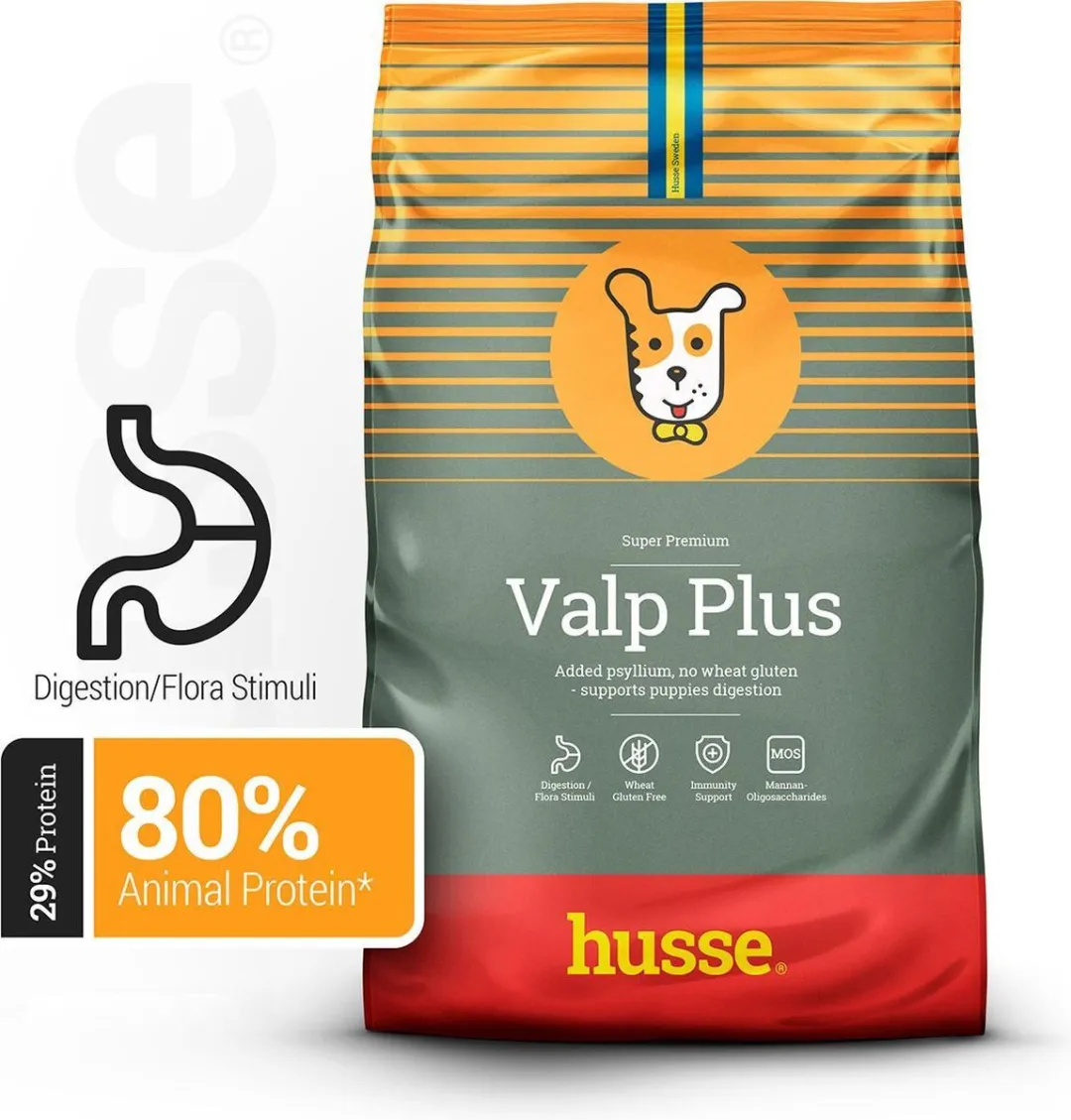 Husse Valp Plus - Puppyvoer Droogvoer, Puppy Voer, Hondenvoer Droog, Hondenbrokken Junior - 2 kg