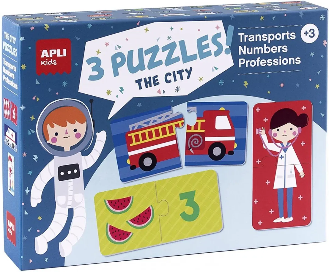 Apli Kids 3 Puzzels Transport/Nummers/Beroepen
