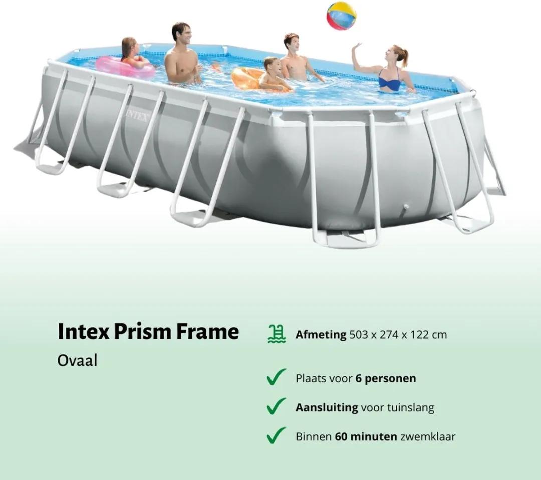 Intex Ovaal Prism Frame Zwembad 503x274x122cm - Grijs