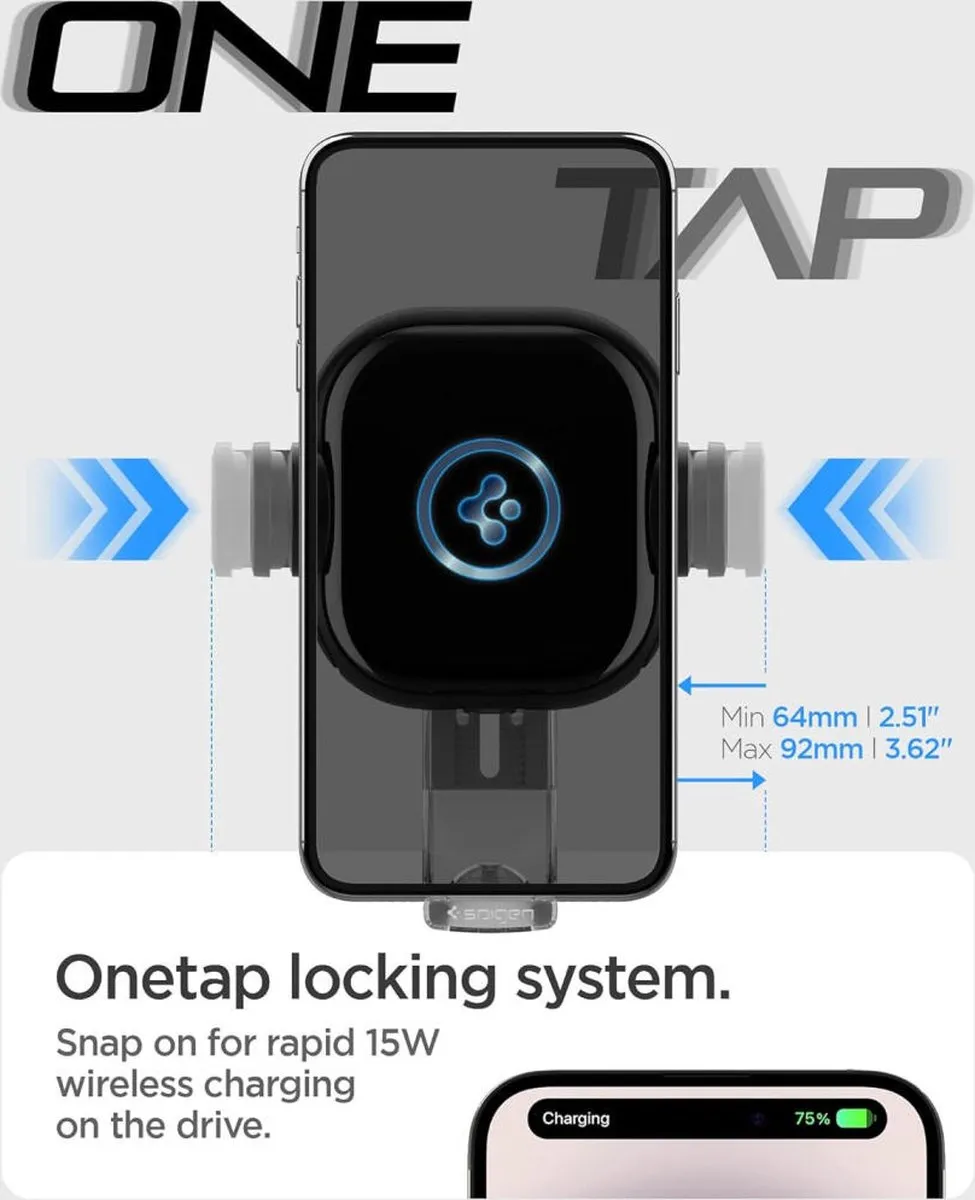Spigen OneTap UTS35W Telefoonhouder Auto - Draadloos 15W - Zwart - afbeelding 6 van 6