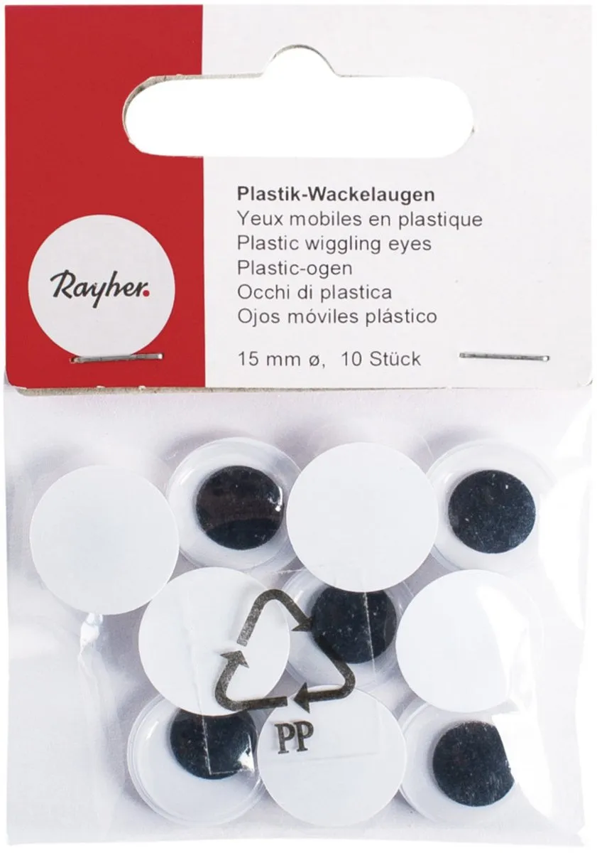 Rayher Wiebel Oogjes 15mm - 10 Stuks - Multi