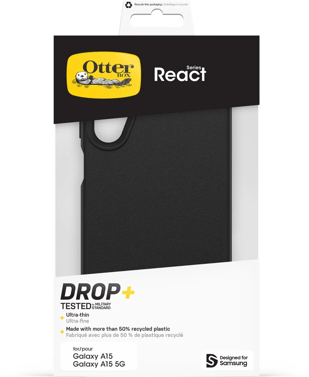 OtterBox React Samsung Galaxy A15 Hoesje - Zwart