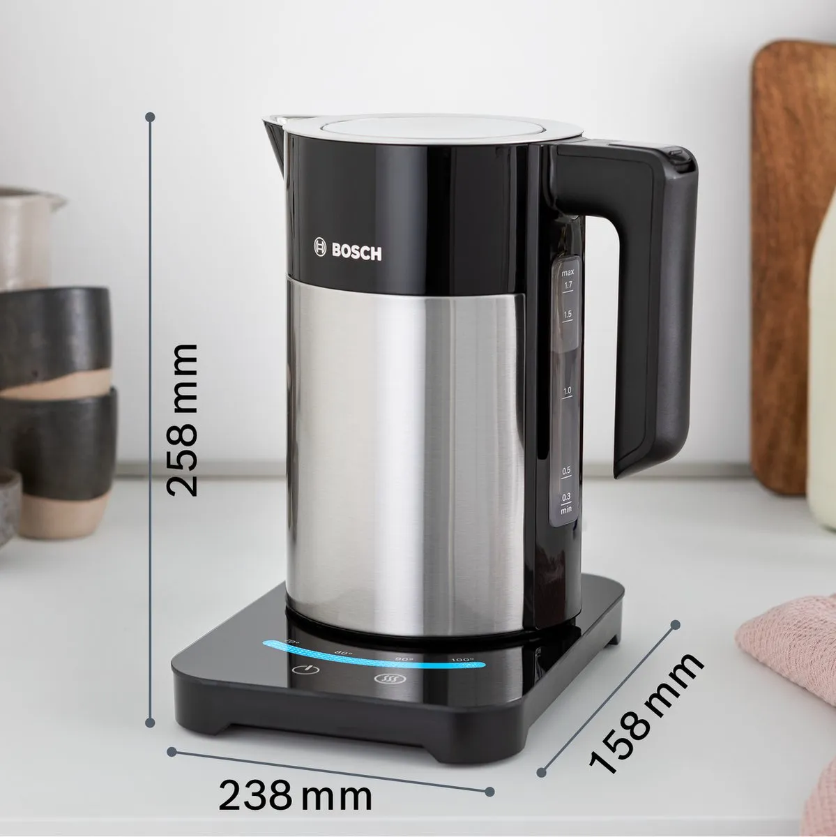 Bosch TWK7203 Waterkoker 1.7L - 1800W - Zwart/RVS - afbeelding 6 van 6