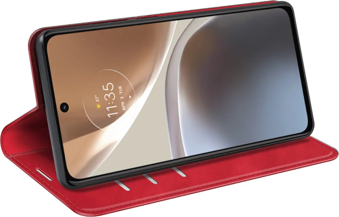 Just in Case Moto G32 Hoesje - Effen Rood - 4 Pasjes
