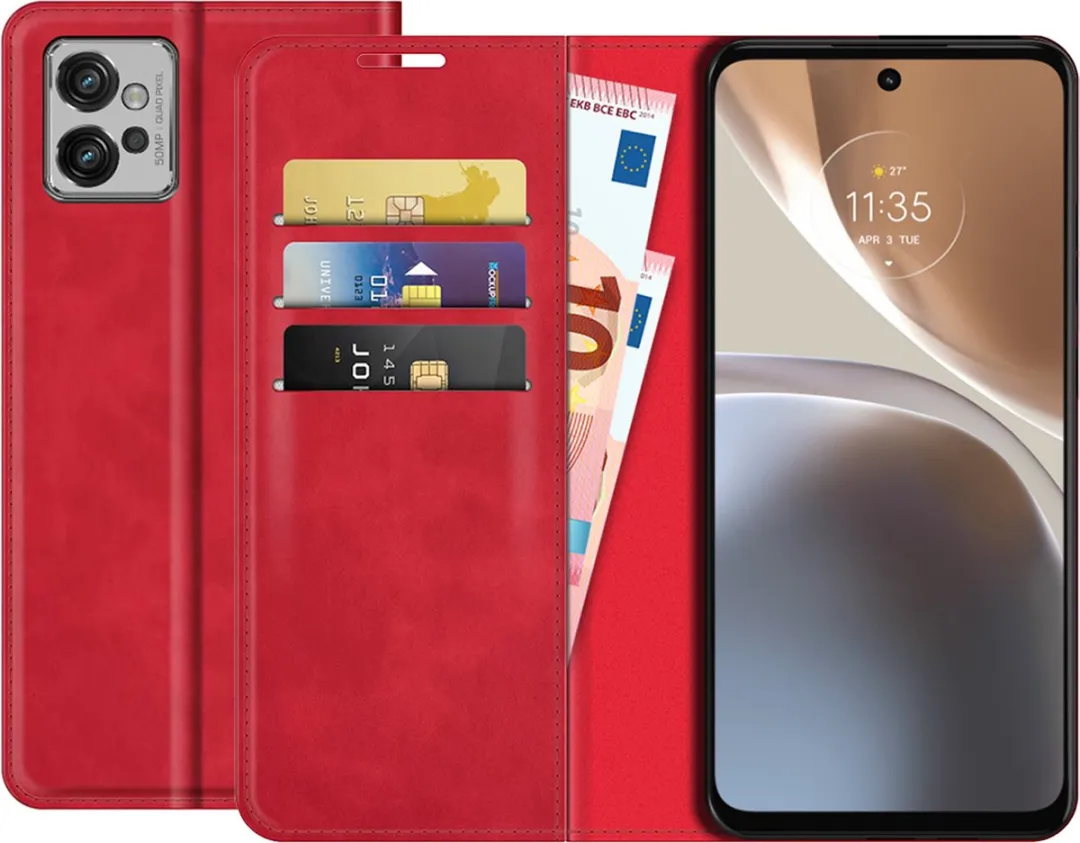 Just in Case Moto G32 Hoesje - Effen Rood - 4 Pasjes