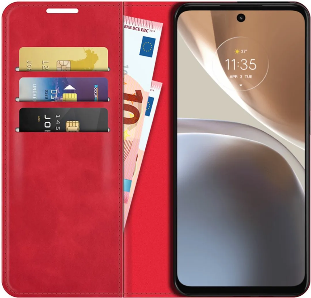 Just in Case Moto G32 Hoesje - Effen Rood - 4 Pasjes