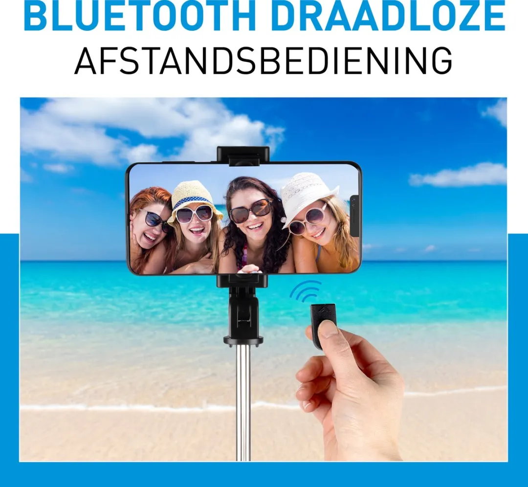 Grundig Selfie Stick Statief - Bluetooth - 120° Draaibaar - Zwart