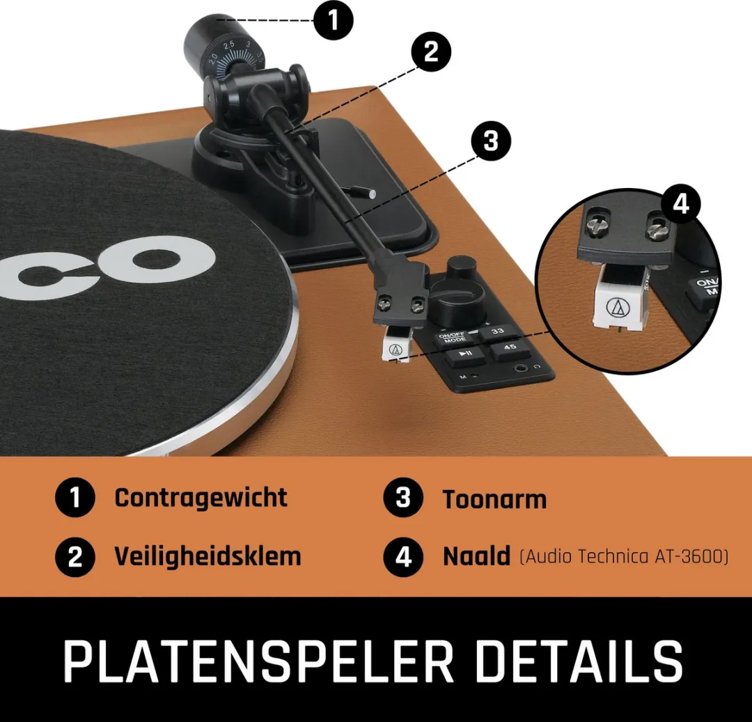 Lenco LS-430BN Platenspeler - Bluetooth - 40W - Bruin