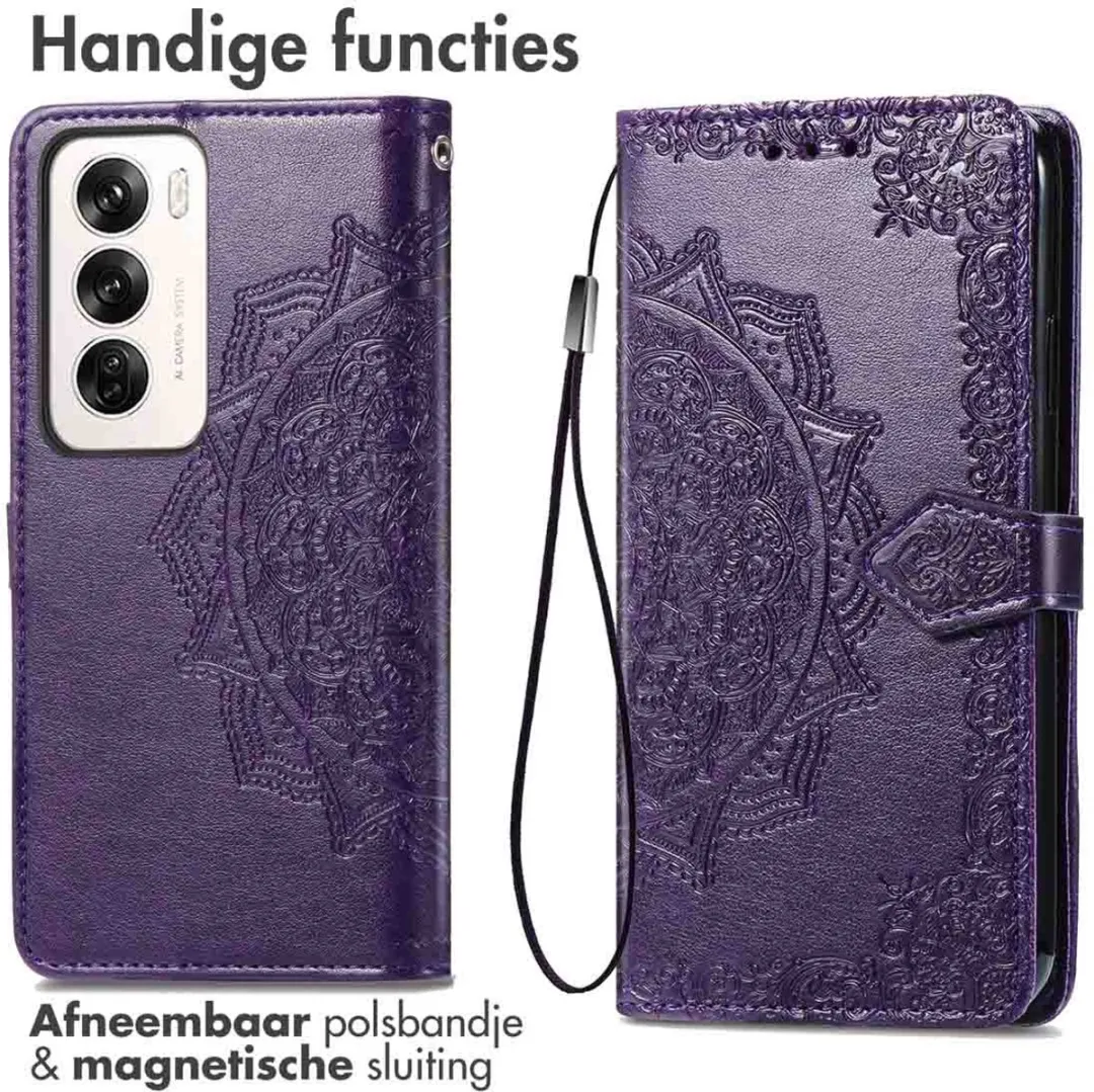 Imoshion Hoesje Oppo Reno 12 - Mandala Bookcase - 3 Pasjes - Paars