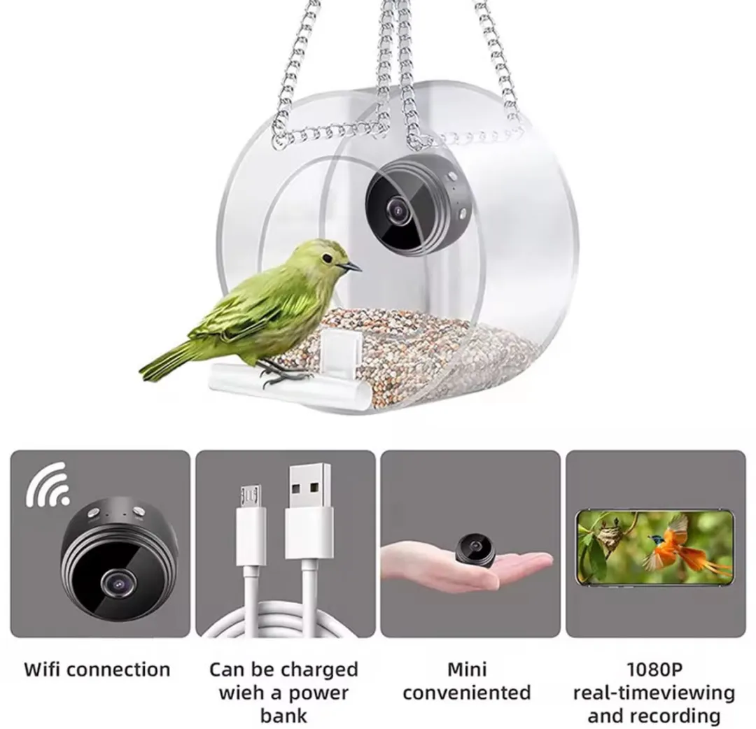 RedParrot Vogelhuisje met HD Camera Transparant - Hangend