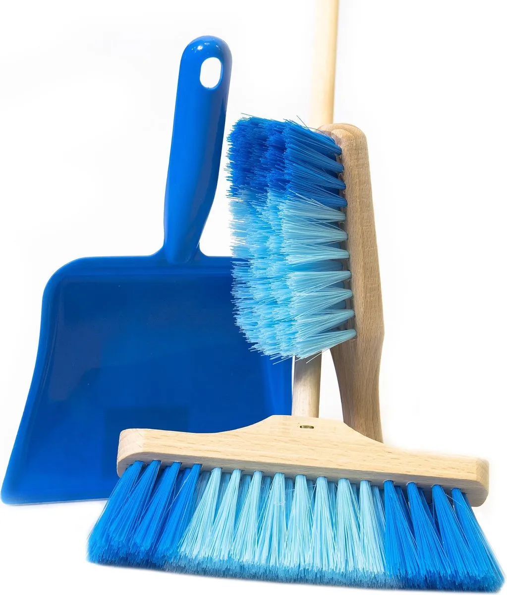 Goki Plastic Stofblik met Handbezem - Blauw