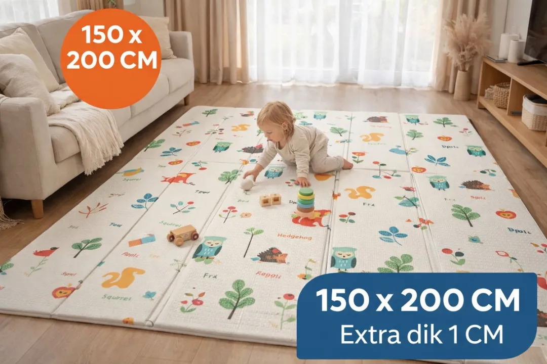 Speelmat Baby, Peuter & Kind 150x200 cm – Extra Dik Speelkleed – Voor Binnen & Buiten – Foam Kruipmat – Dubbelzijdig Opvouwbaar – Inclusief Opbergtas – Zacht & Veilig – Opvouwbare Speelmat Bosdieren & Natuur
