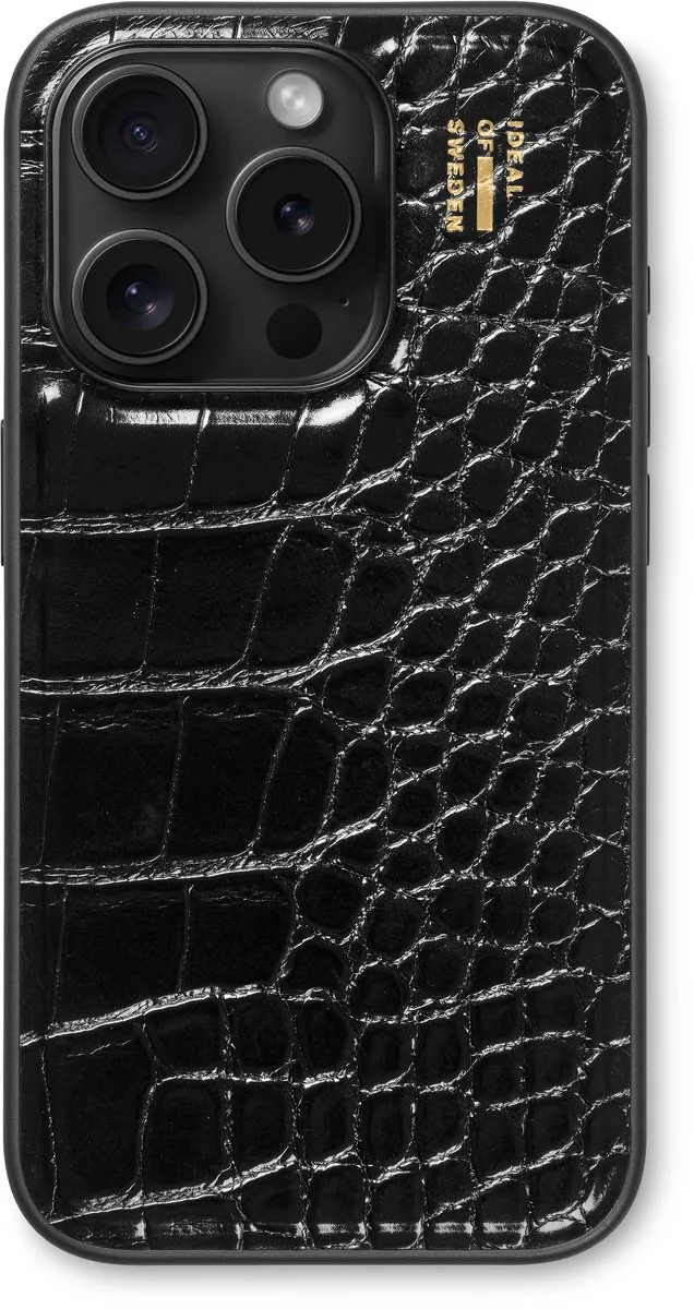 iDeal of Sweden iPhone 15 Pro Vegan Leather Case MagSafe - Zwart Crocodille - afbeelding 6 van 6
