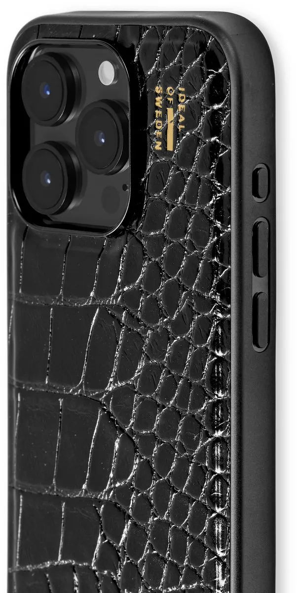 iDeal of Sweden iPhone 15 Pro Vegan Leather Case MagSafe - Zwart Crocodille - afbeelding 2 van 6