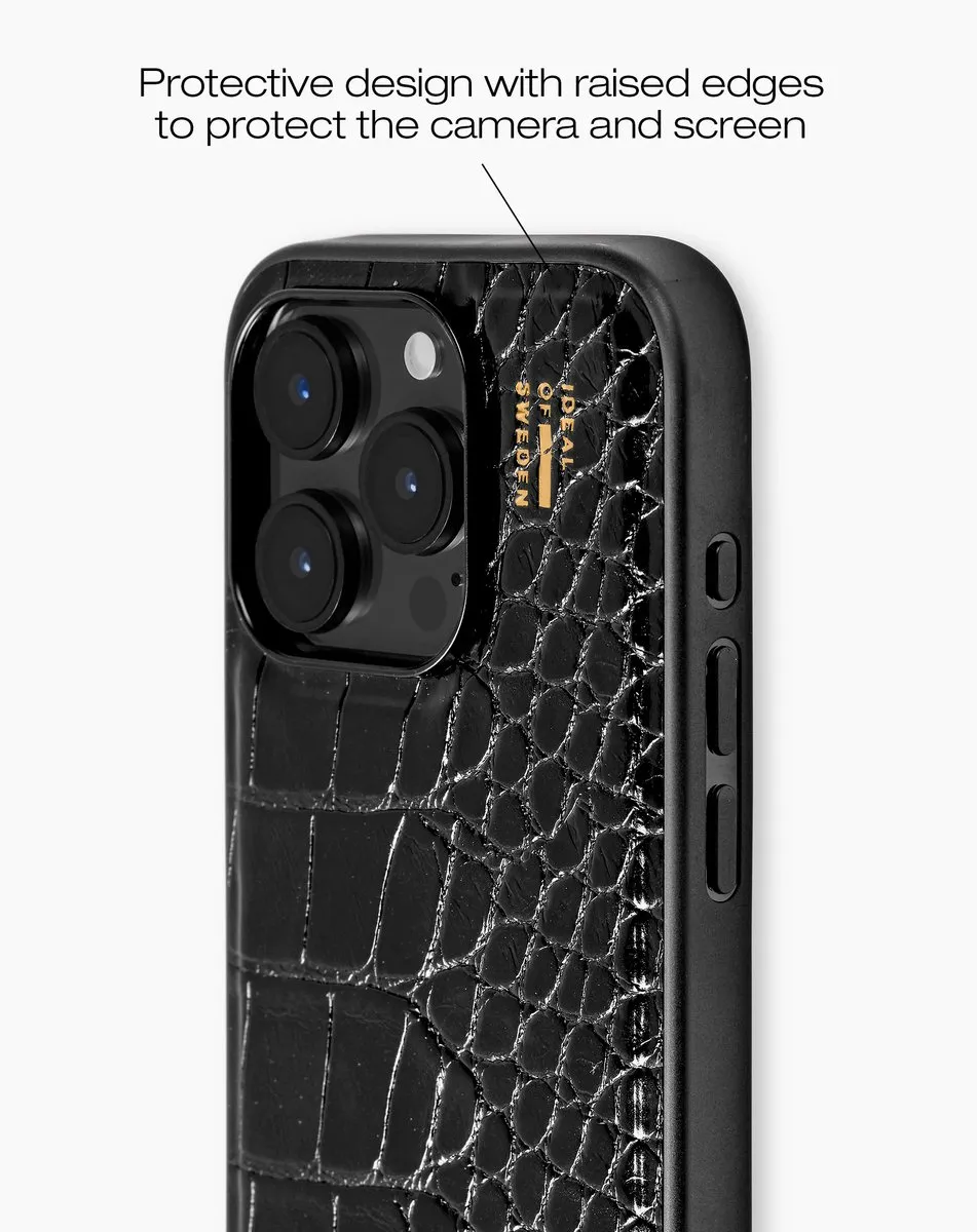 iDeal of Sweden iPhone 15 Pro Vegan Leather Case MagSafe - Zwart Crocodille - afbeelding 5 van 6
