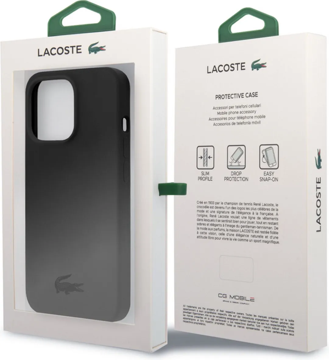 Lacoste Silicone Glossy Logo Hoesje - iPhone 13 Pro Max - Zwart