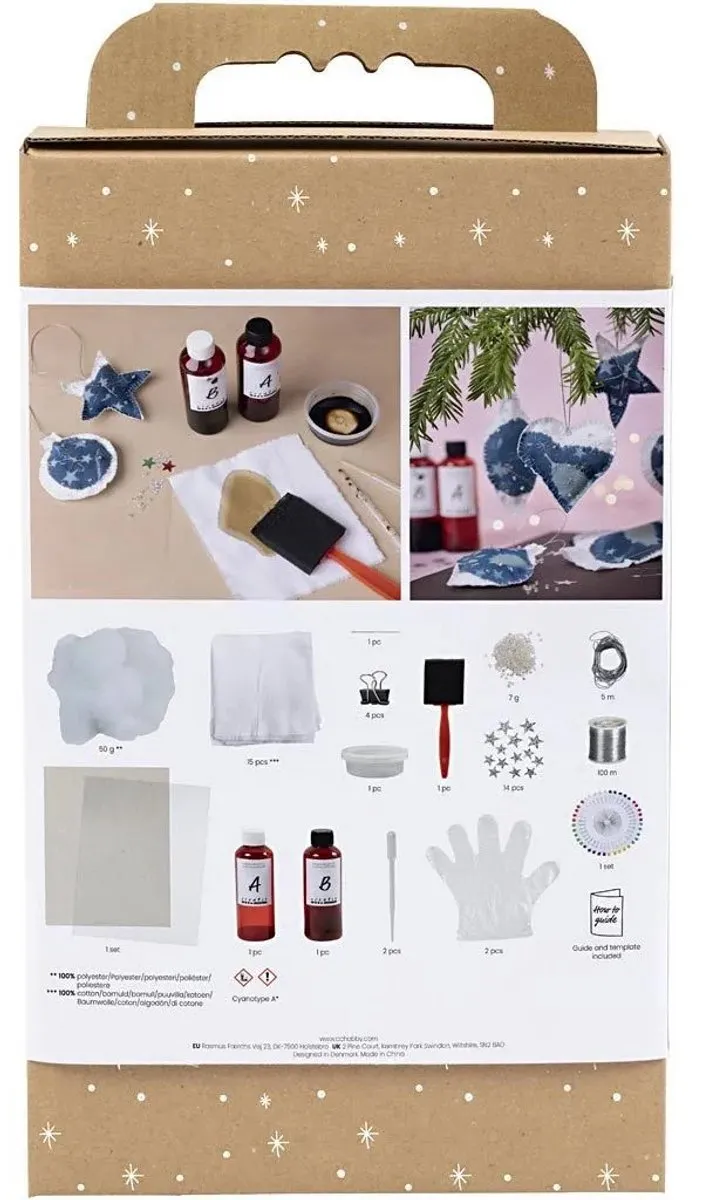 Creativ Company Cyanotypie Kerstdecoratie Set - Multicolor