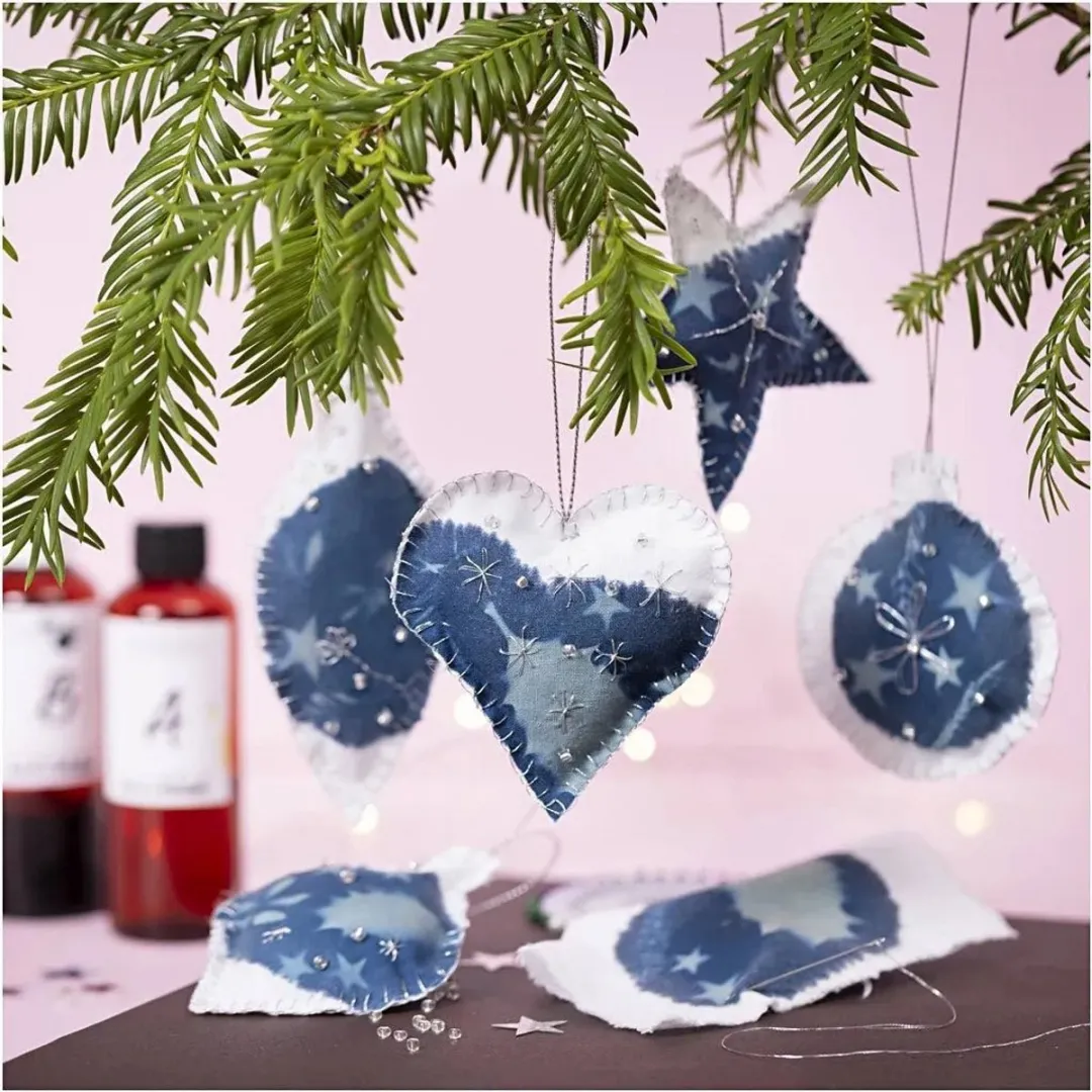 Creativ Company Cyanotypie Kerstdecoratie Set - Multicolor