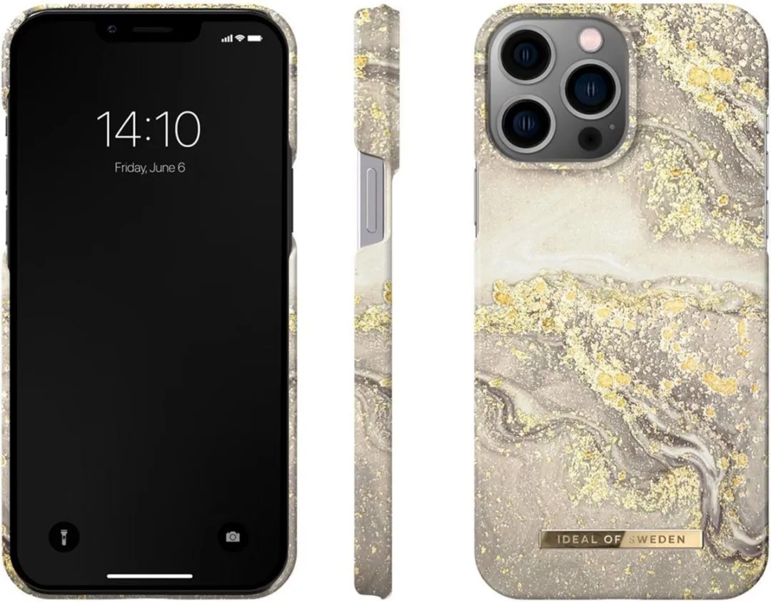 iDeal of Sweden iPhone 13 Pro Max Hoesje Sparkle Greige Marble