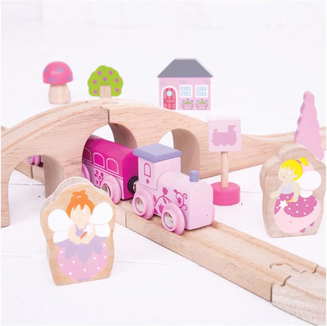 BIGJIGS Houten Treinset BJT022 - 40-delig - Roze