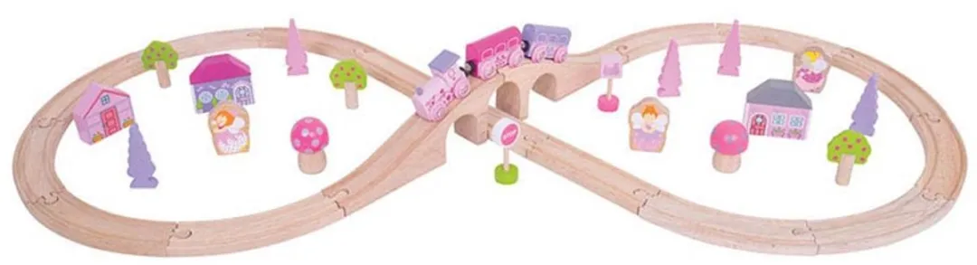 BIGJIGS Houten Treinset BJT022 - 40-delig - Roze