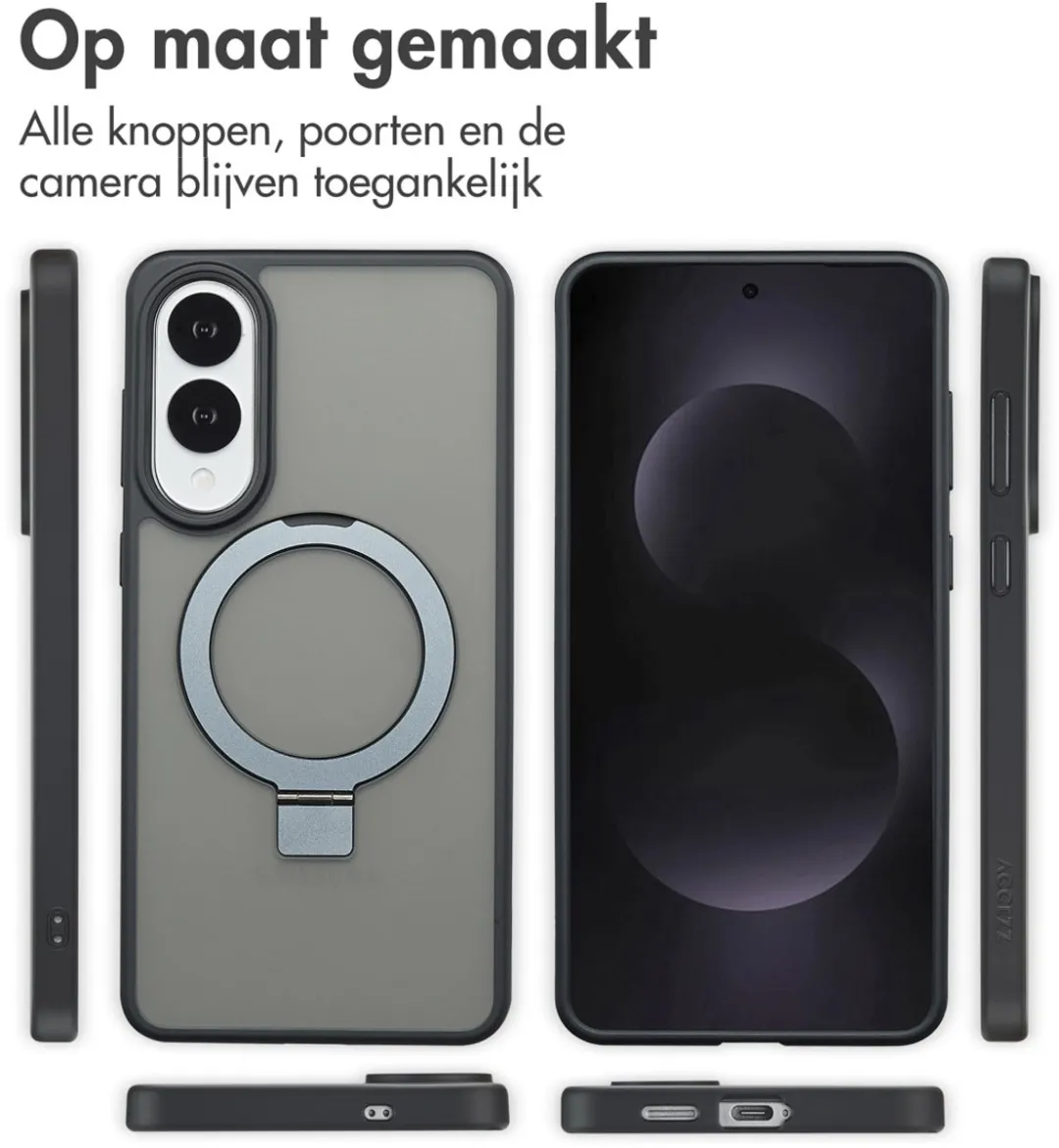 Accezz Hoesje Samsung Galaxy S25 Edge Ring Stand - Zwart - afbeelding 6 van 6