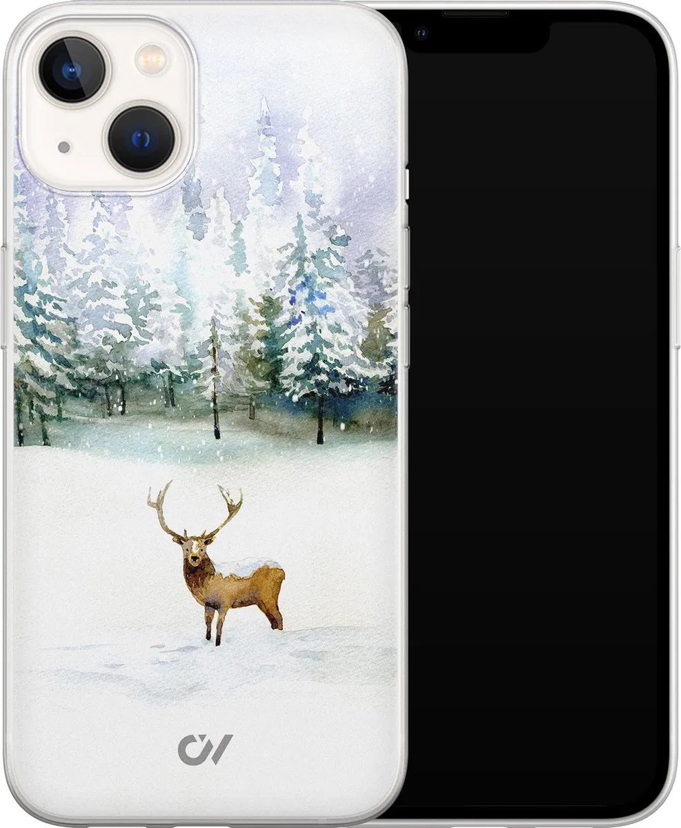Casevibes iPhone 13 Hoesje Rendier - Wit - Siliconen A/13/UV/031