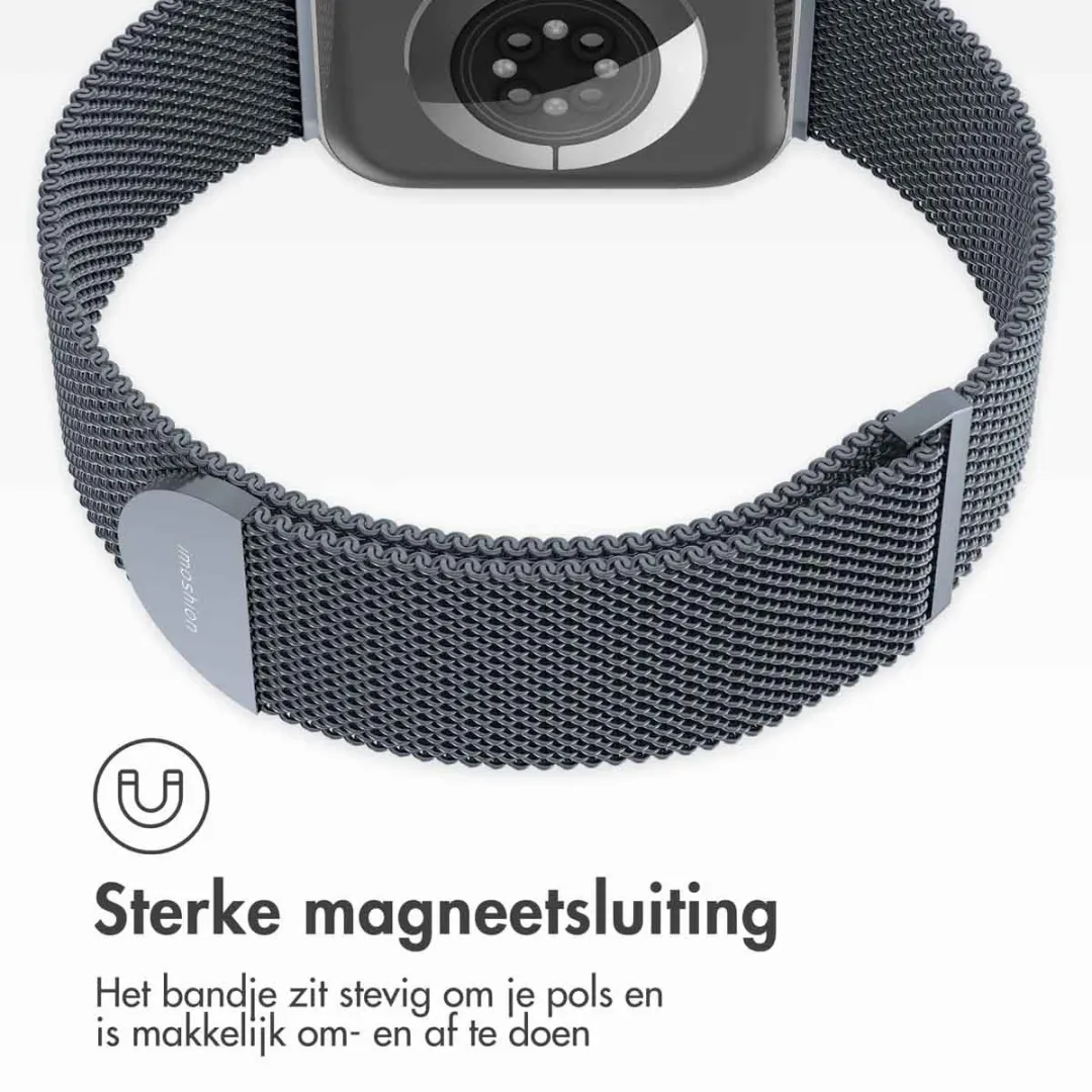 Milanees magnetisch bandje - Geschikt voor Apple Watch 1, 2, 3, 4, 5, 6, 7, 8, 9, 10, 11, SE, Ultra (2 / 3) - 44/45/46/49 mm - Donkergrijs