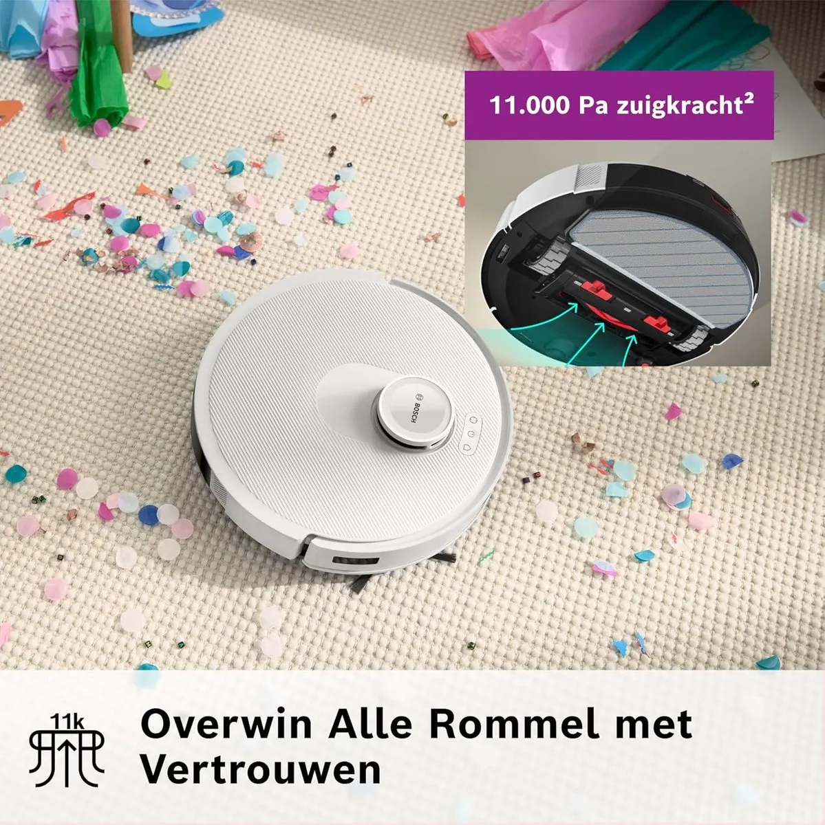 Bosch Spotless BCRC1W Robotstofzuiger - 11.000 Pa - Wit