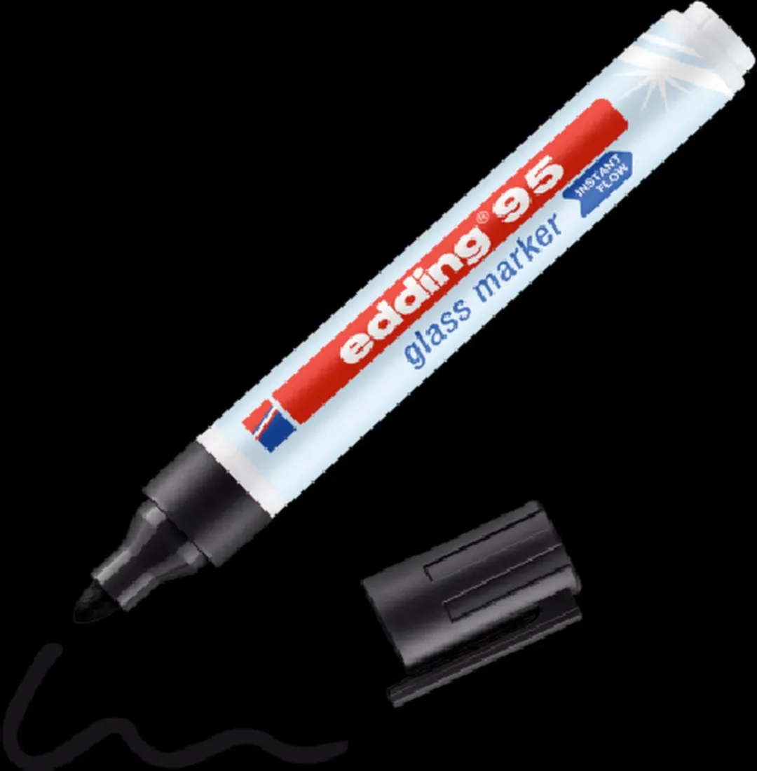 edding 95 Glasmarker - Zwart - Ronde punt 1,5-3mm - afbeelding 6 van 6