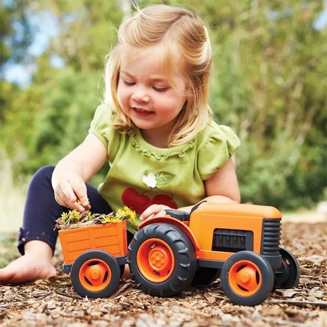Green Toys Tractor met Aanhangwagen GTTRT01042 - Oranje - afbeelding 6 van 6