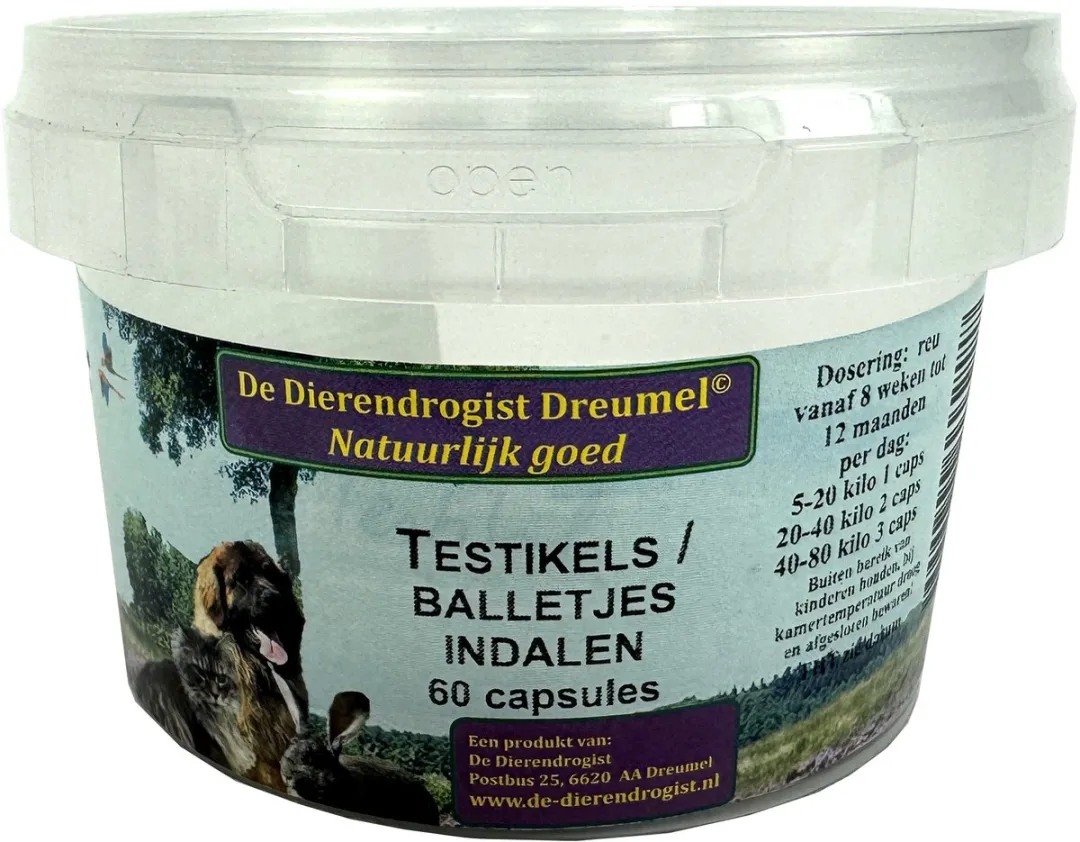 Dierendrogist Testikels Indalen Capsules - 150 Stuks