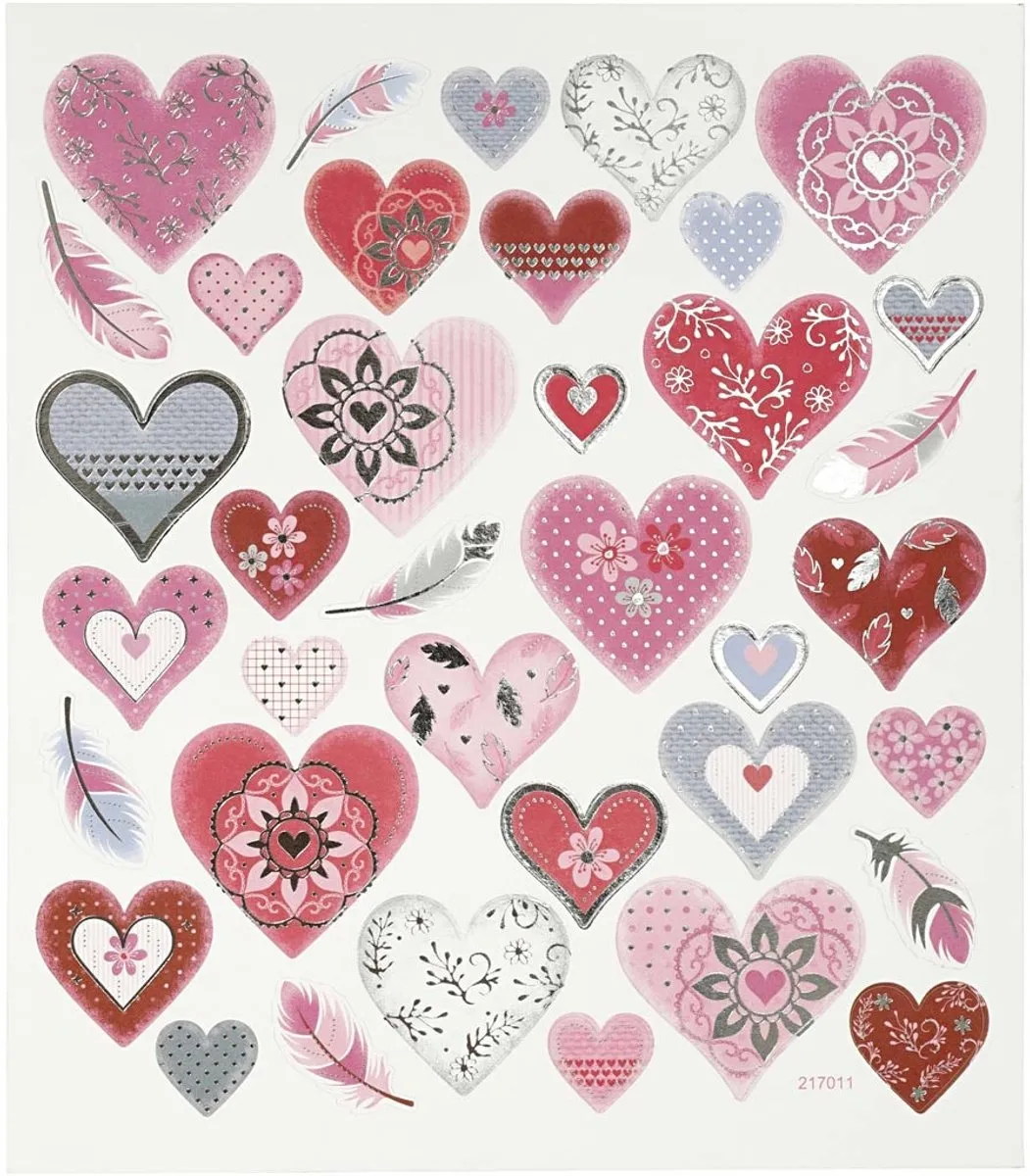 Creativ Company Hartjes Stickers - 37 Stuks - 15x16,5 cm