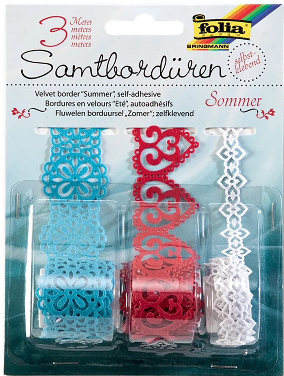 Folia Fluwelen Borduurselband Zomer - 3 Rollen - Zwart - afbeelding 2 van 4