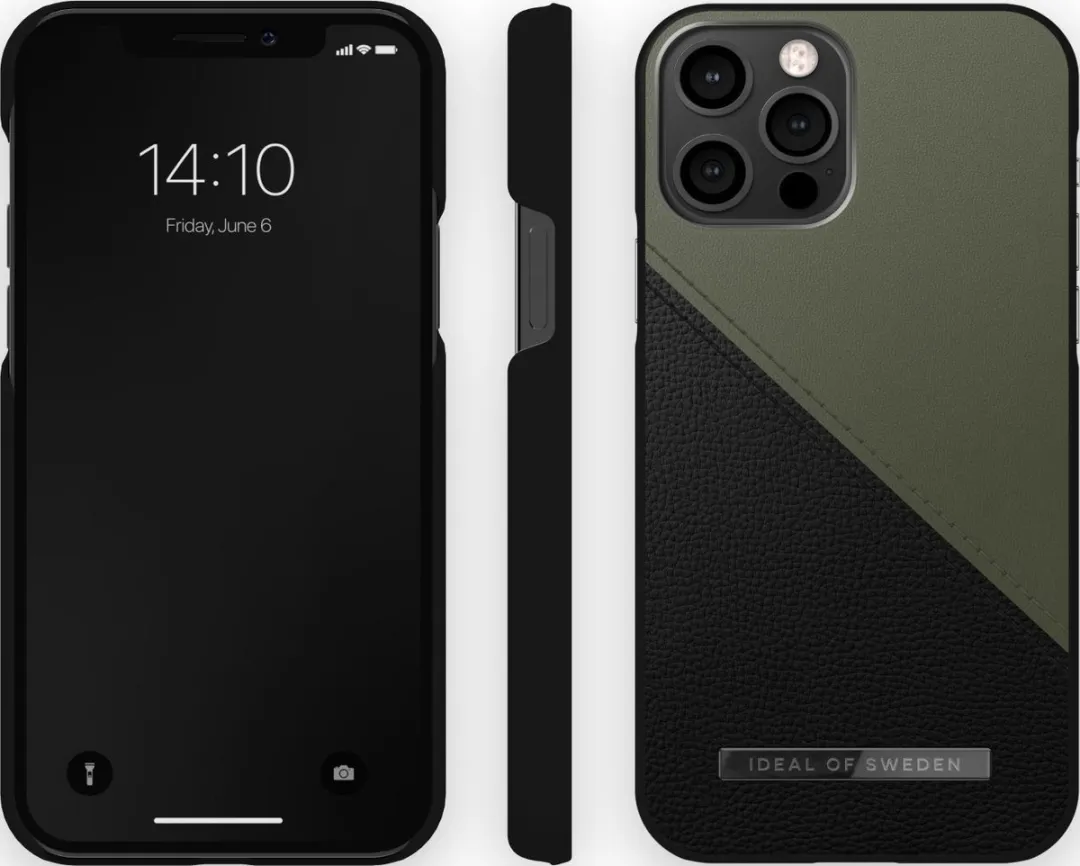 iDeal of Sweden Atelier Case Unity iPhone 12/12 Pro - Onyx Black Khaki - afbeelding 3 van 6