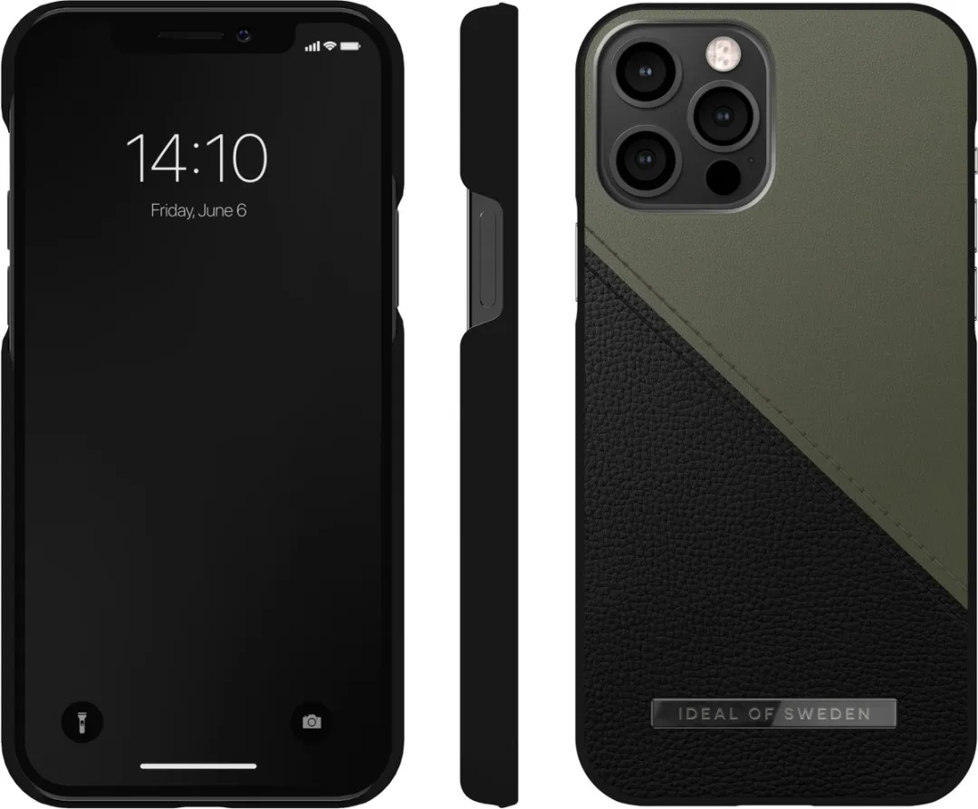 iDeal of Sweden Atelier Case Unity iPhone 12/12 Pro - Onyx Black Khaki - afbeelding 5 van 6