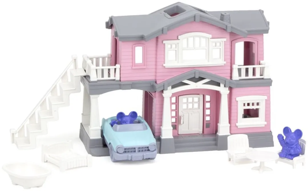 Green Toys Huis Speelset - 5 Meubels 2 Poppen Roze