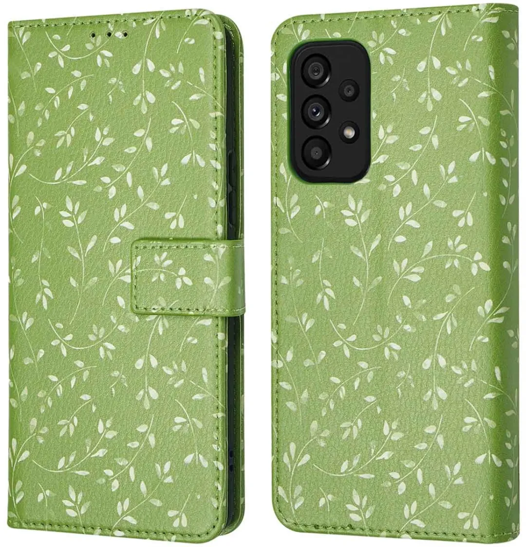 Imoshion Galaxy A53 Hoesje Green Flowers - 3 Pasjes