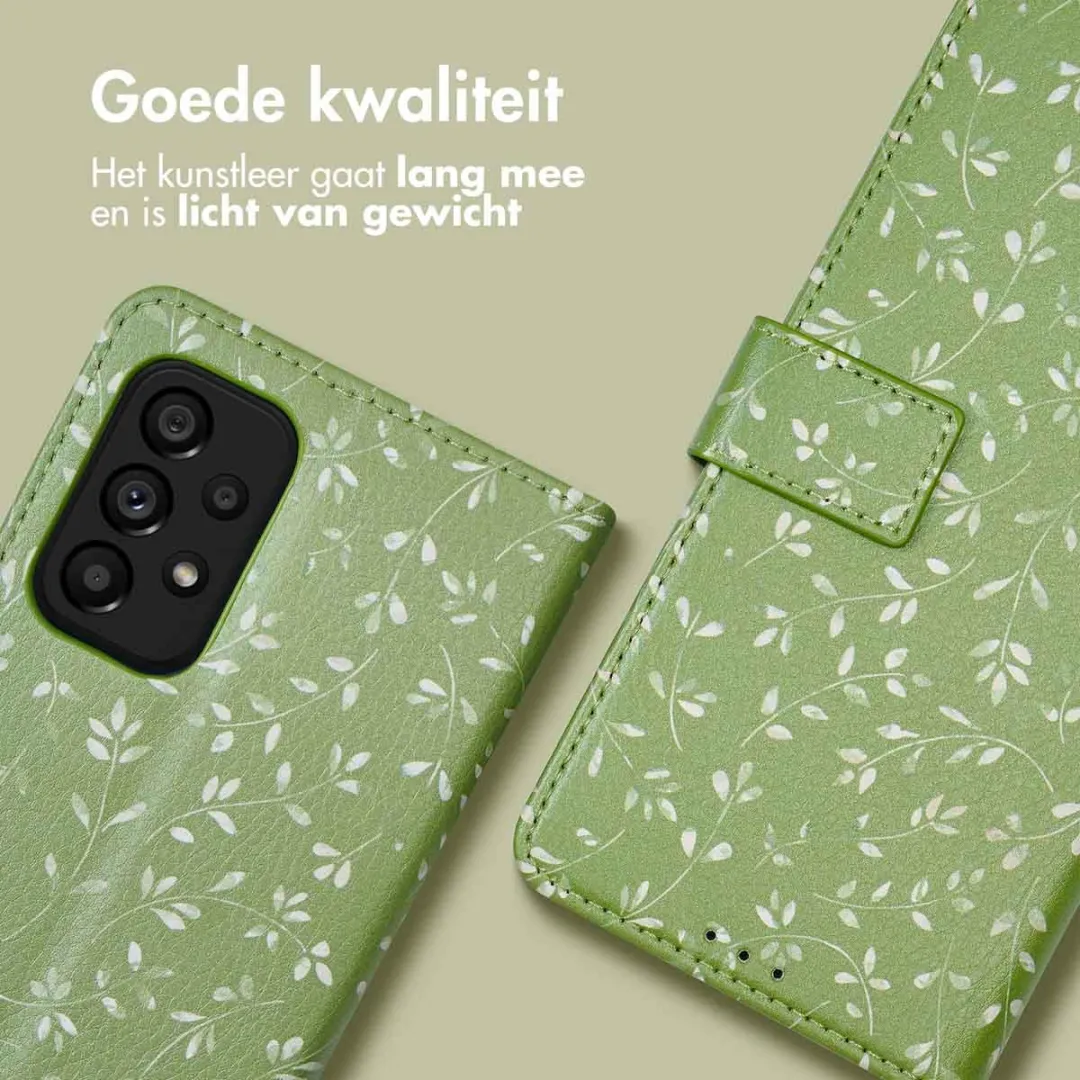 Imoshion Galaxy A53 Hoesje Green Flowers - 3 Pasjes