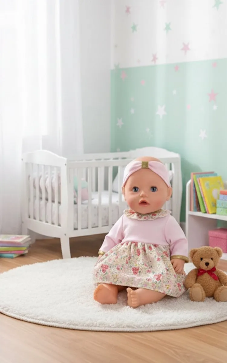 Happy U Kids Roze met Goud Jurkje 01025 - Babypop 36-43cm