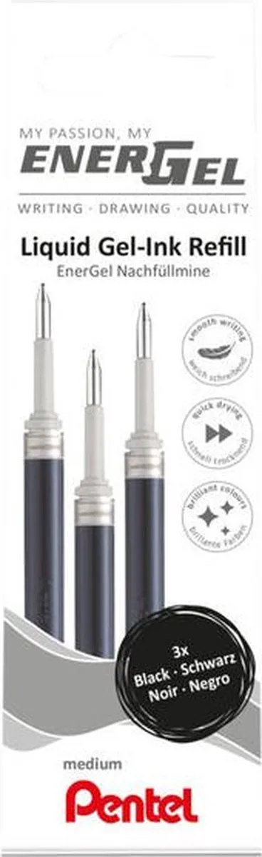 Pentel EnerGel LR7 Gelschrijvervulling - 3 Stuks Zwart
