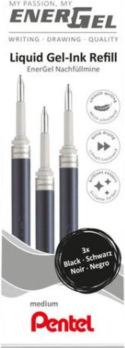 Pentel EnerGel LR7 Gelschrijvervulling - 3 Stuks Zwart