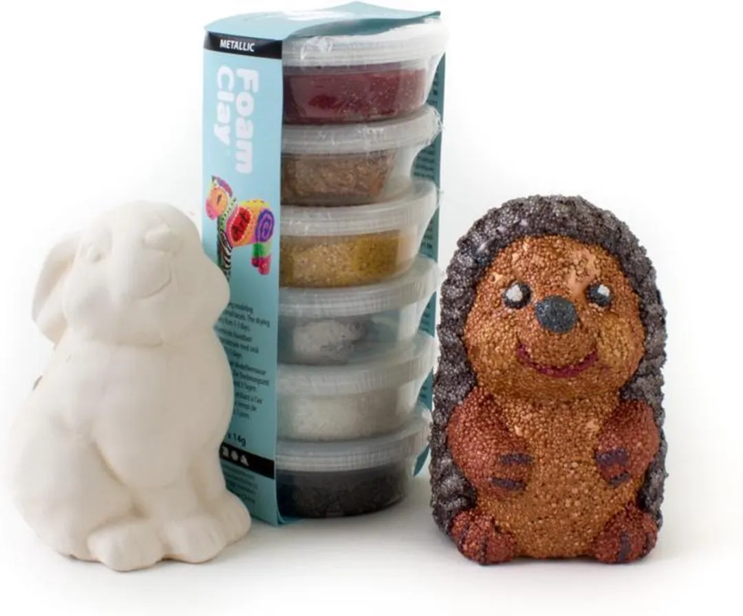 Foam Clay Knutselpakket Egel & Bosdieren - 9 Stuks - Metallic Kleuren